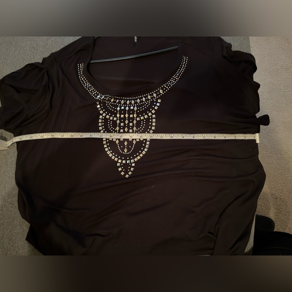 Black rayon top with silver stud design 3X - Picture 6 of 6